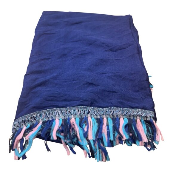 Becca By Rebecca Virtue Blue Fringe Sarong One Size Beach Coverup Swim Resort - Picture 1 of 4